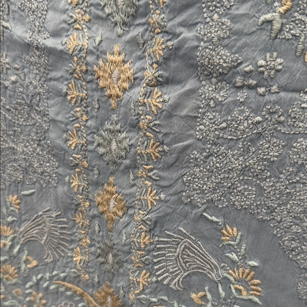 Johnny Was light Blue Tunic with Gold Embroidery. Size L - Picture 2 of 10